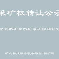 合肥天然矿泉水矿采矿权转让公示