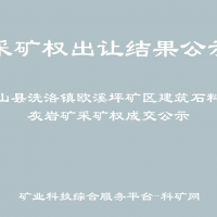 龙山县洗洛镇欧溪坪矿区建筑石料用灰岩矿采矿权成交公示