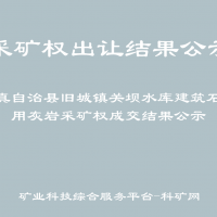 道真自治县旧城镇关坝水库建筑石料用灰岩采矿权成交结果公示