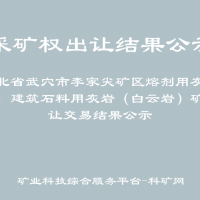 湖北省武穴市李家尖矿区熔剂用灰岩矿、建筑石料用灰岩（白云岩）矿出让交易结果公示