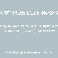 枞阳县断腰岭建筑用正长岩矿采矿权挂牌出让（二次）结果公示
