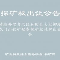 新疆维吾尔自治区和田县大红柳滩外围龙门山锂矿勘查探矿权挂牌出让公告