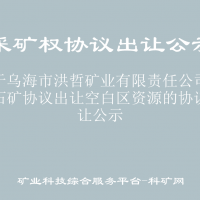关于乌海市洪哲矿业有限责任公司石灰石矿协议出让空白区资源的协议出让公示