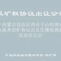 关于内蒙古自治区西卓子山哈图克乌素水泥灰岩矿协议出让压覆资源的协议出让公示