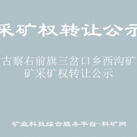 内蒙古察右前旗三岔口乡西沟矿区铁矿采矿权转让公示