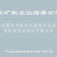 沂水县圈里乡陈官庄建筑用玄武岩矿采矿权出让项目中标公示