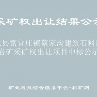 沂水县富官庄镇蔡家沟建筑石料用灰岩矿采矿权出让项目中标公示