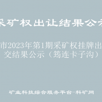 宜宾市2023年第1期采矿权挂牌出让成交结果公示（筠连卡子沟）