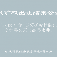 宜宾市2023年第1期采矿权挂牌出让成交结果公示（高县水井）