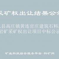 沂水县高庄镇黄连官庄建筑石料用灰岩矿采矿权出让项目中标公示