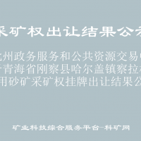 海北州政务服务和公共资源交易中心关于青海省刚察县哈尔盖镇察拉村建筑用砂矿采矿权挂牌出让结果公示