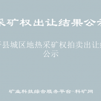 安平县城区地热采矿权拍卖出让结果公示