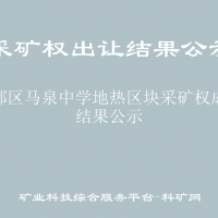 秦都区马泉中学地热区块采矿权成交结果公示