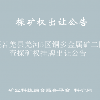 新疆若羌县羌河5区铜多金属矿二区普查探矿权挂牌出让公告