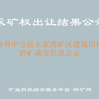 湖南省中方县王家湾矿区建筑用白云岩矿成交信息公示