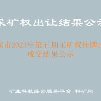 来宾市2023年第五期采矿权挂牌出让成交结果公示