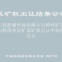 山东省肥城市孙伯镇大石桥村矿区建筑石料用灰岩矿采矿权出让中标结果公示