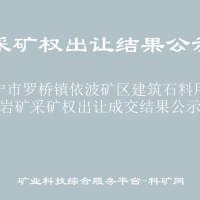 常宁市罗桥镇依波矿区建筑石料用灰岩矿采矿权出让成交结果公示