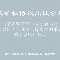 关于内蒙古蒙泰煤电集团有限公司满来梁煤矿上部和深部煤炭资源采矿权的协议出让公示