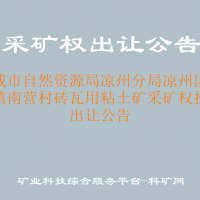 武威市自然资源局凉州分局凉州区新华镇南营村砖瓦用粘土矿采矿权挂牌出让公告