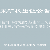 河口县河口镇坝洒农场南屏二队建筑石料用灰岩矿采矿权拍卖出让公告