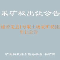 新疆若羌县1号取土场采矿权挂牌出让公告